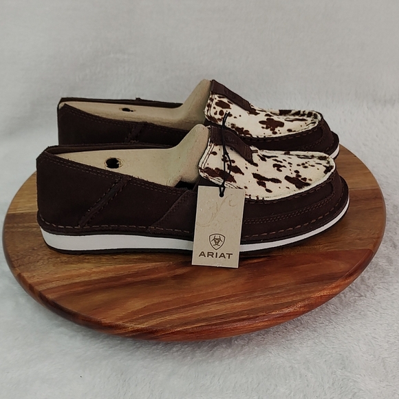 Ariat Cruiser Slip-On Shoes Chocolate Chip Suede Spotted Hair On Lightweight - Picture 5 of 7